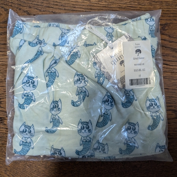 Kate Quinm Skirted Bloomer Skirt Mermaid Cat Organic Cotton Size 3T - Picture 3 of 5